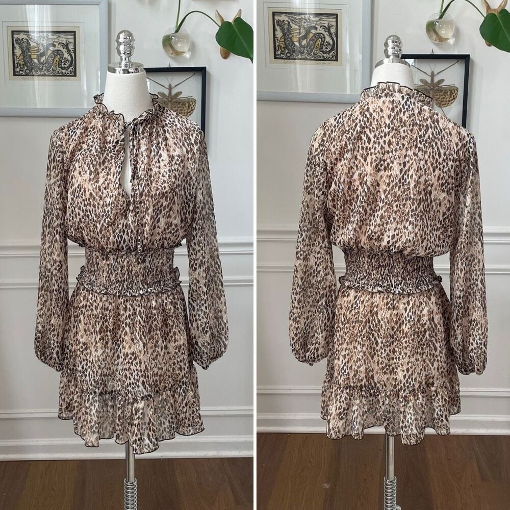 Zara Date Night Mini Dress Leopard Print Mob Wife XS